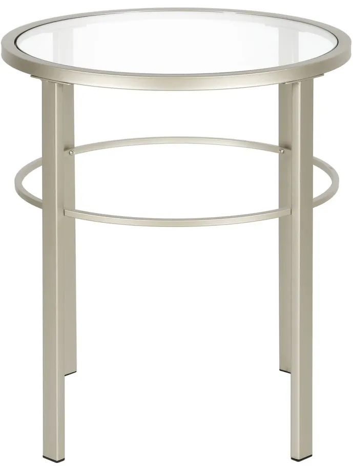 Gaia Round Side Table in Satin Nickel by Hudson & Canal