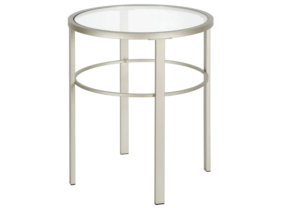 Gaia Round Side Table in Satin Nickel by Hudson & Canal