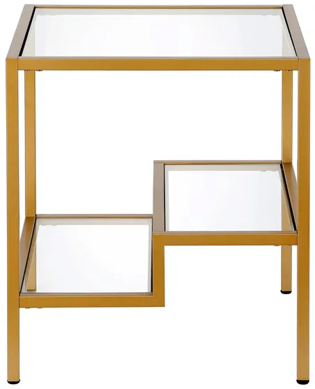 Lovett Square Side Table in Brass by Hudson & Canal