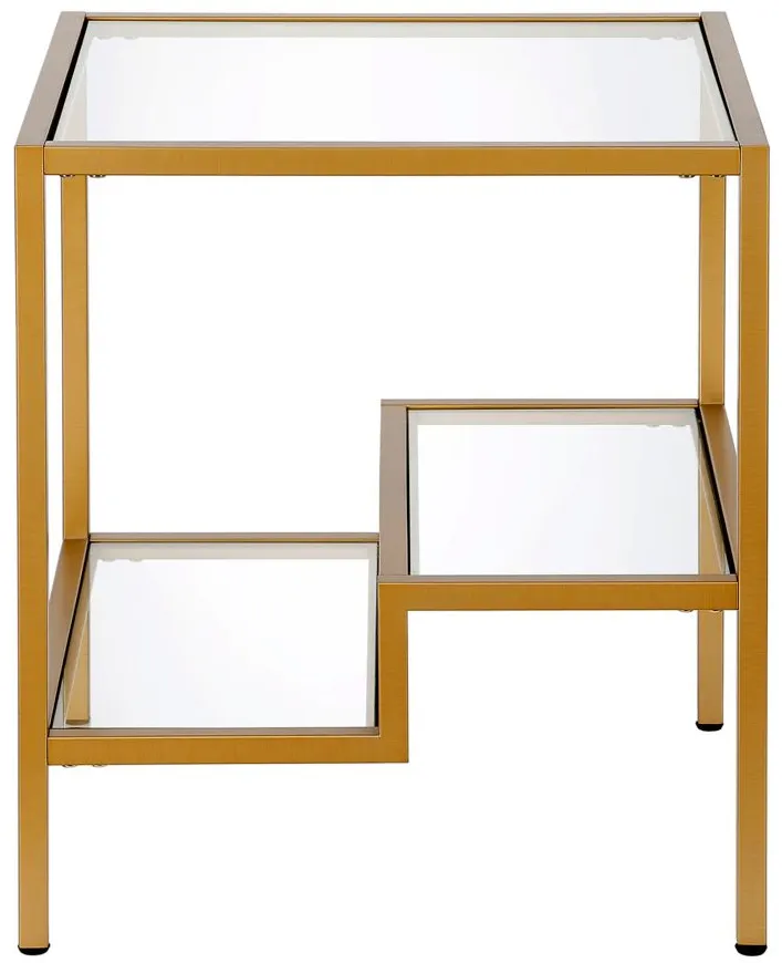 Lovett Square Side Table in Brass by Hudson & Canal