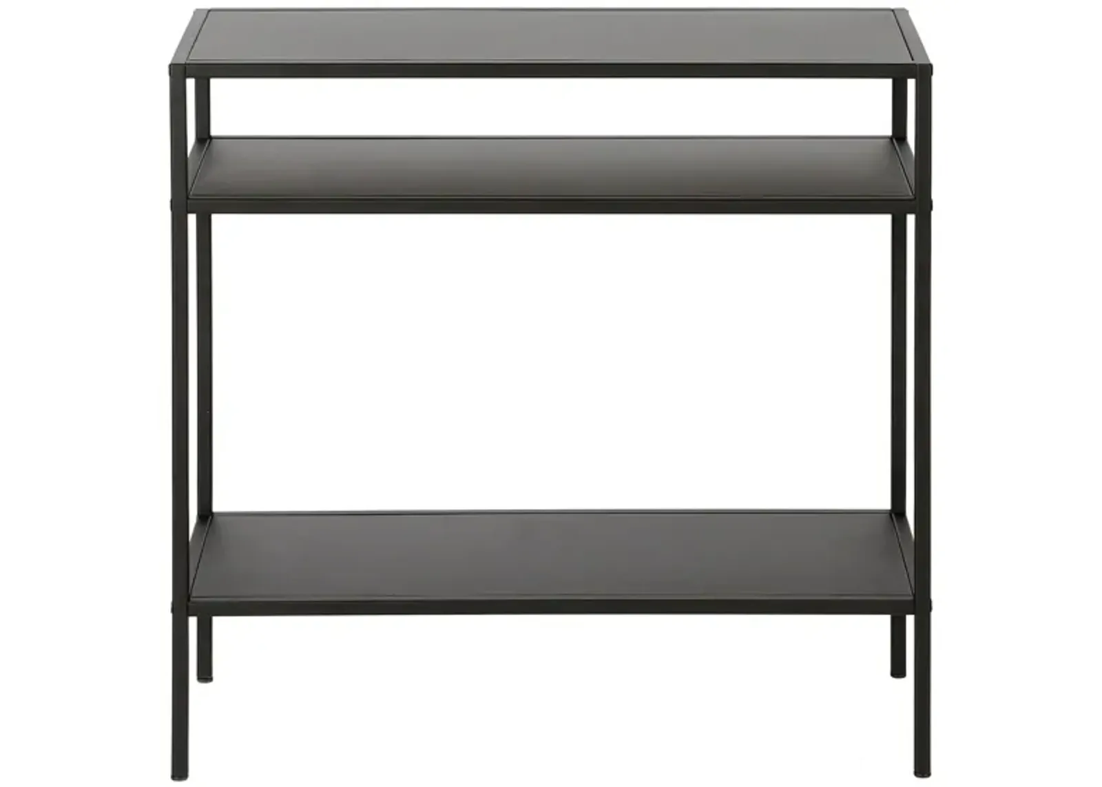 Ricardo Rectangular Side Table with Metal Shelves in Blackened Bronze by Hudson & Canal