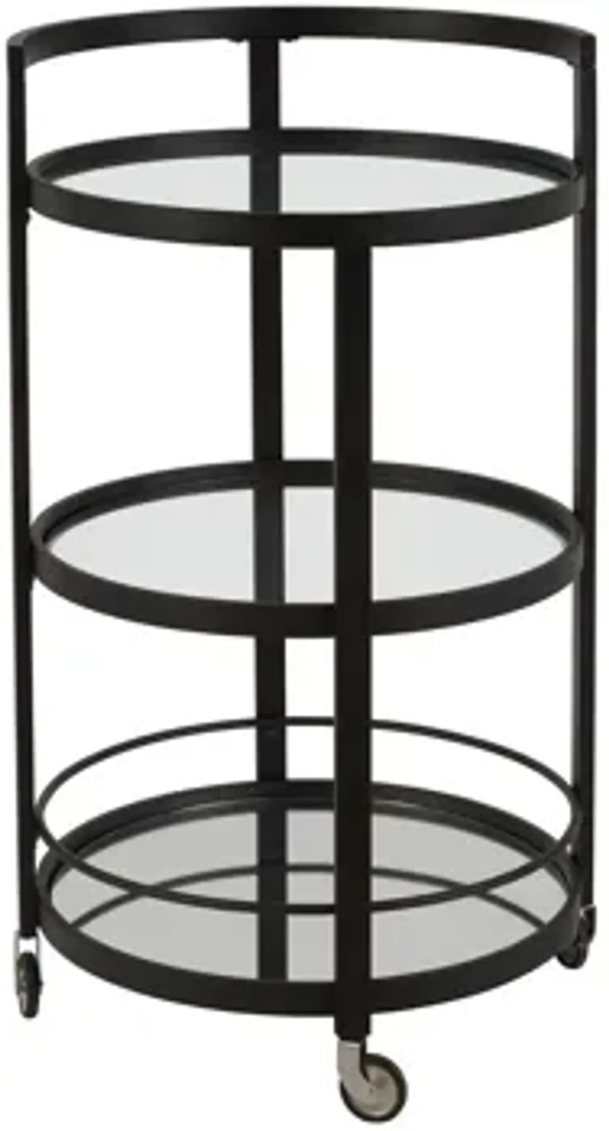 Hause Round Bar Cart with Mirrored Shelf