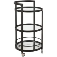 Hause Round Bar Cart with Mirrored Shelf in Blackened Bronze by Hudson & Canal