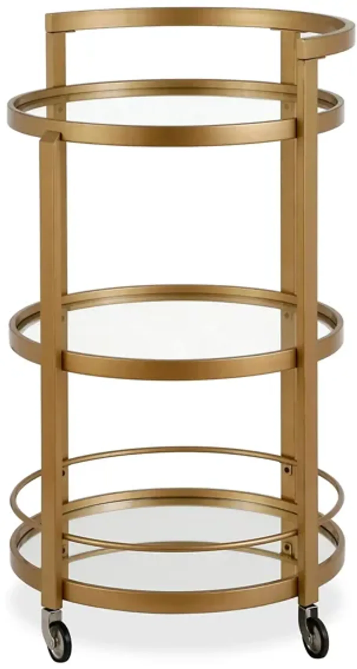 Hause Round Bar Cart with Mirrored Shelf in Brass by Hudson & Canal