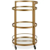 Hause Round Bar Cart with Mirrored Shelf in Brass by Hudson & Canal