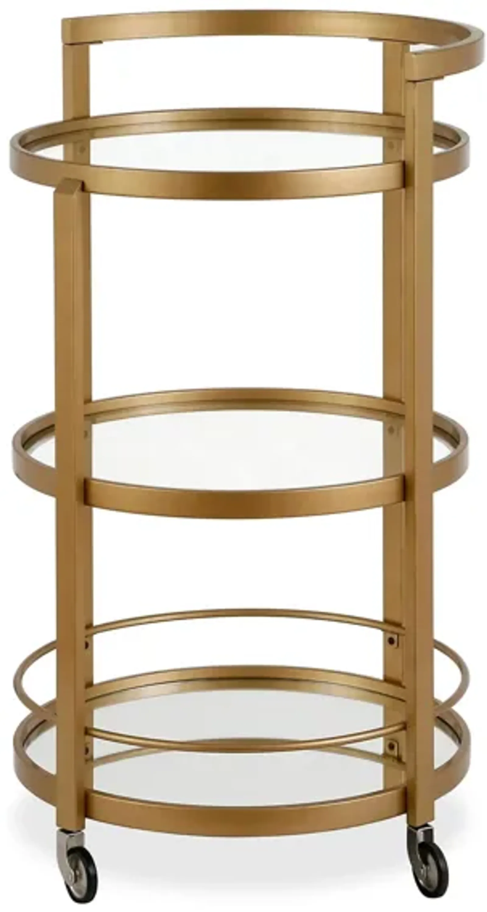 Hause Round Bar Cart with Mirrored Shelf