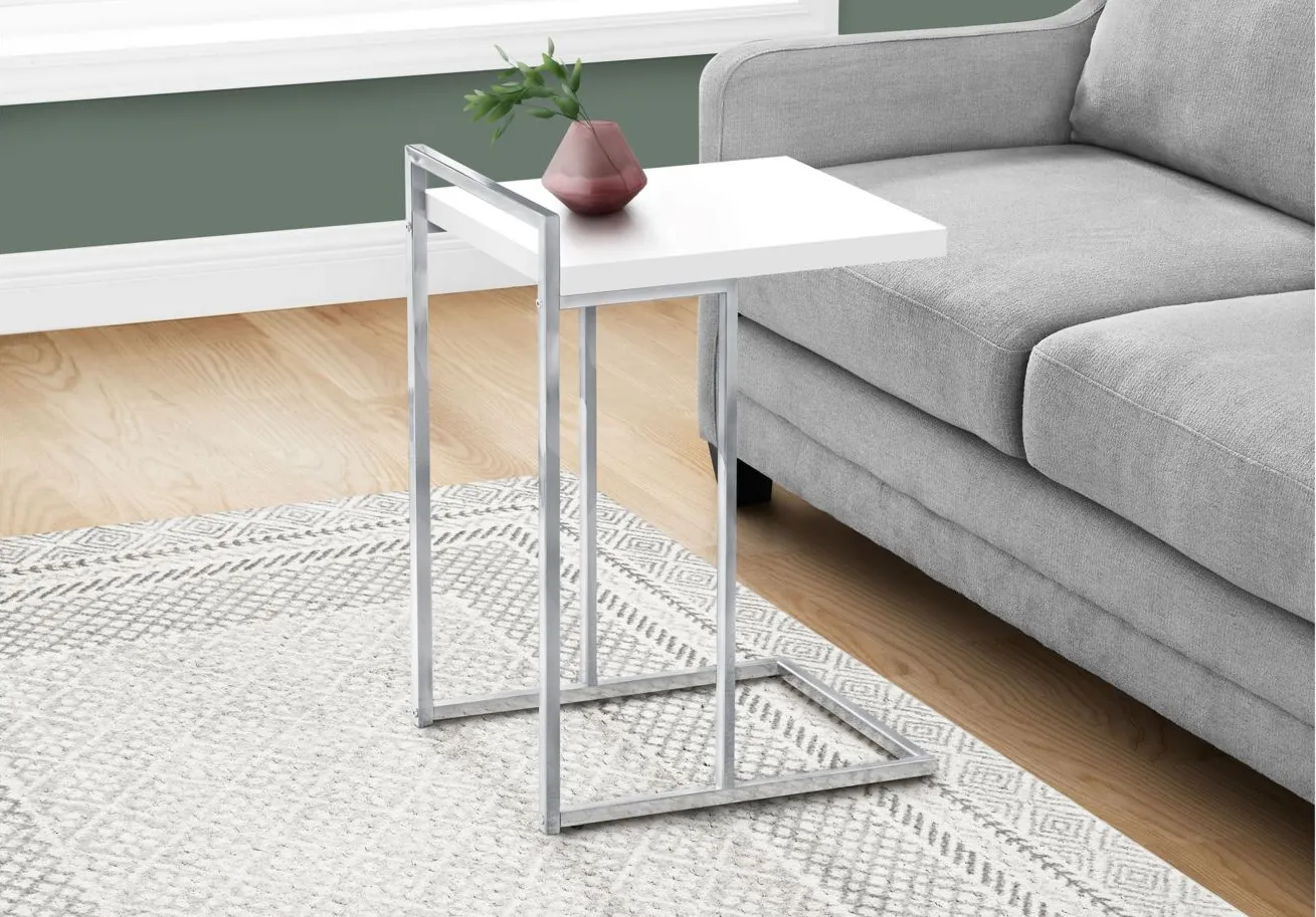 Bain End Table in White w/Chrome Leg by Monarch Specialties