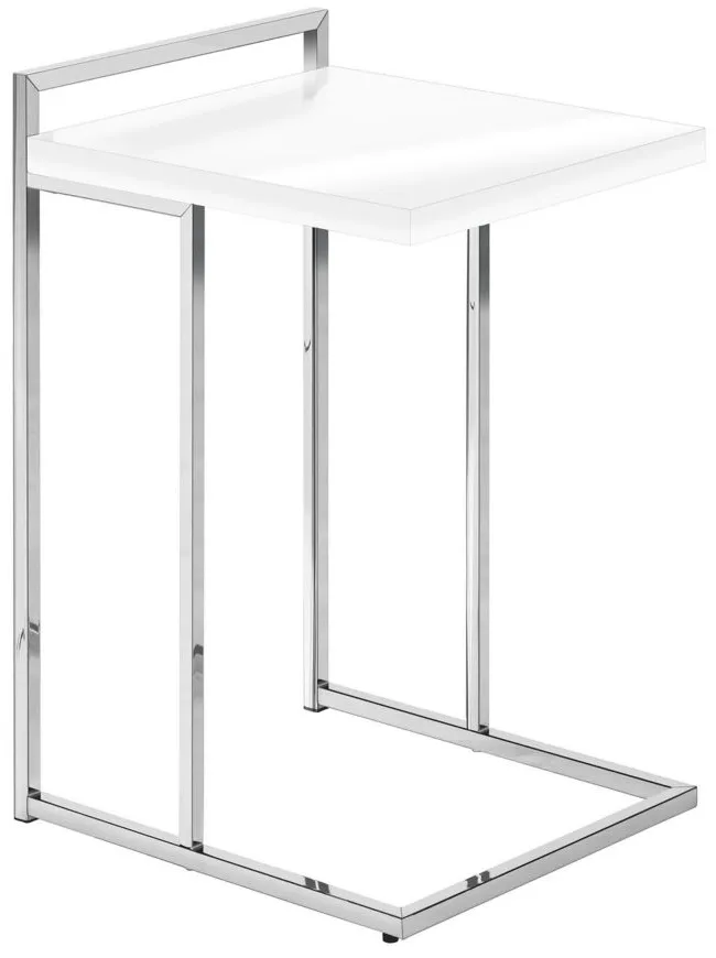 Bain End Table in White w/Chrome Leg by Monarch Specialties