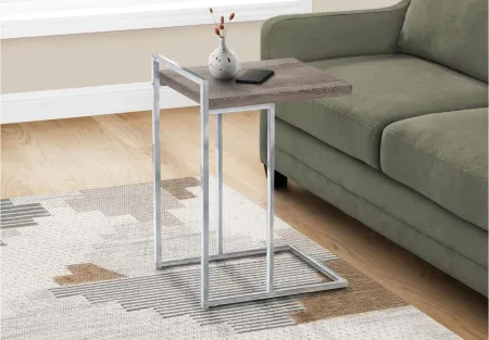Bain End Table in Dark Taupe w/Chrome Leg by Monarch Specialties