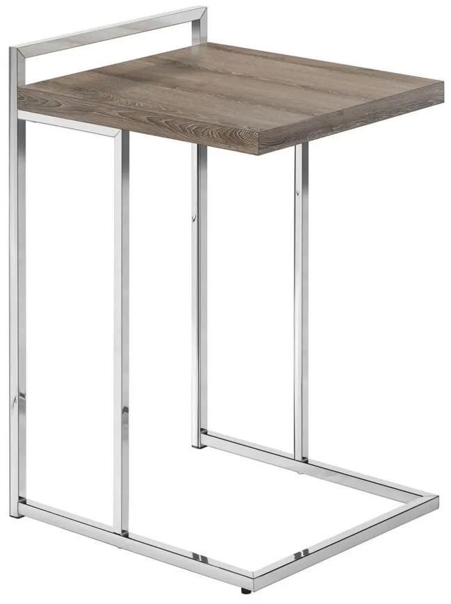 Bain End Table in Dark Taupe w/Chrome Leg by Monarch Specialties