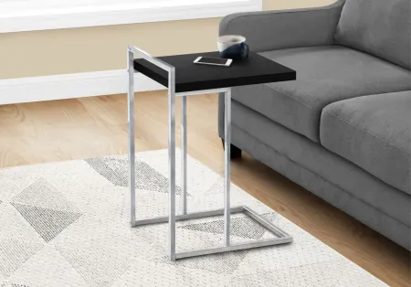 Bain End Table in Black w/Chrome Leg by Monarch Specialties