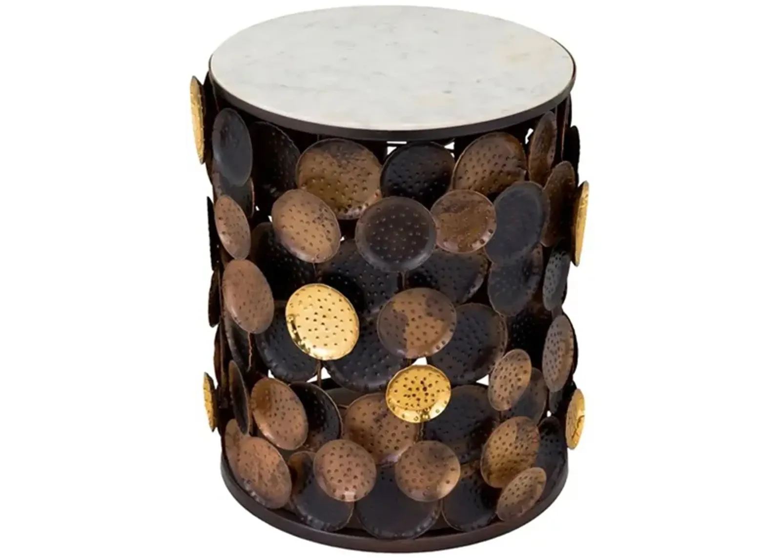 Regal Medallion Round Side Table in Antiqued Gold by LH Imports Ltd