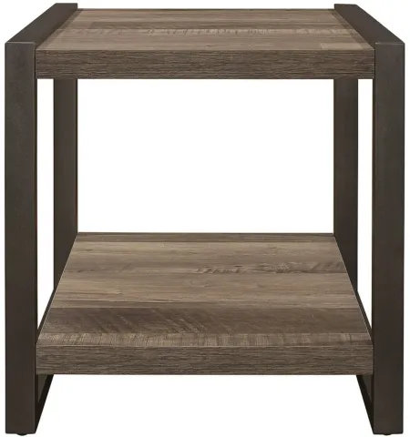 Griffin End Table in 2-Tone Finish (Brown and gunmetal) by Homelegance