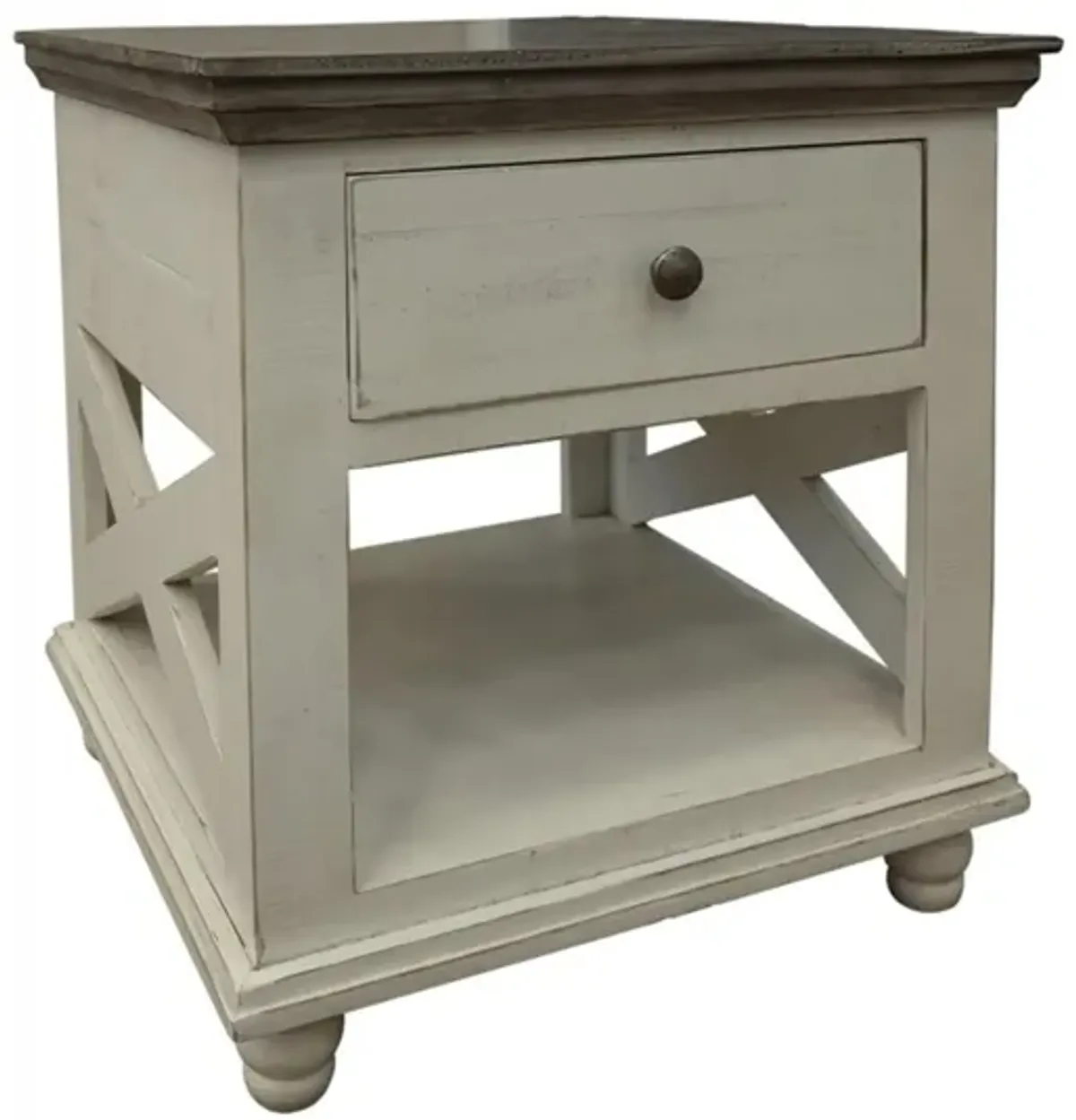 Florence Square End Table in White & Gray by International Furniture Direct