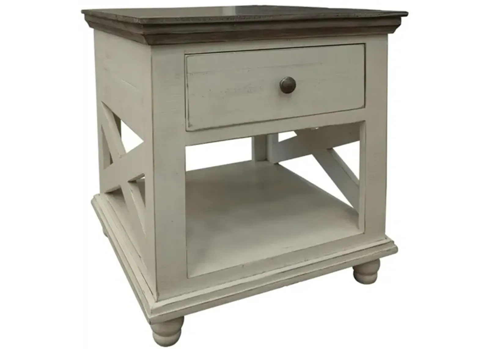 Florence Square End Table in White & Gray by International Furniture Direct