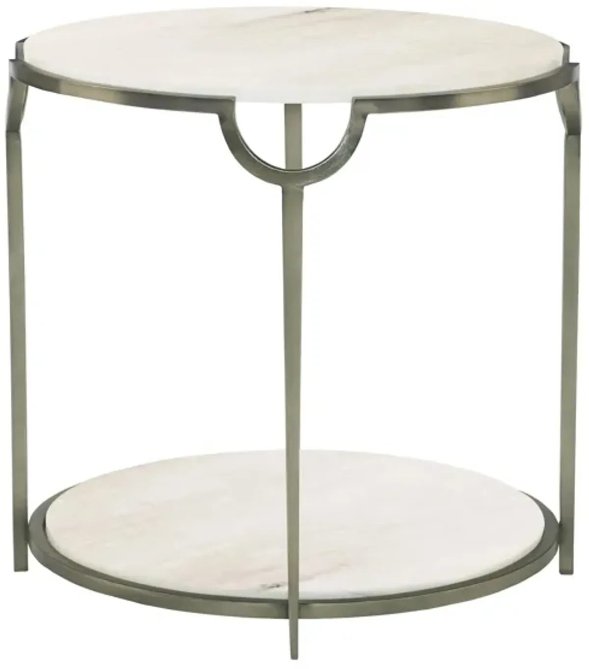 Morello Round End Table in Nickel by Bernhardt