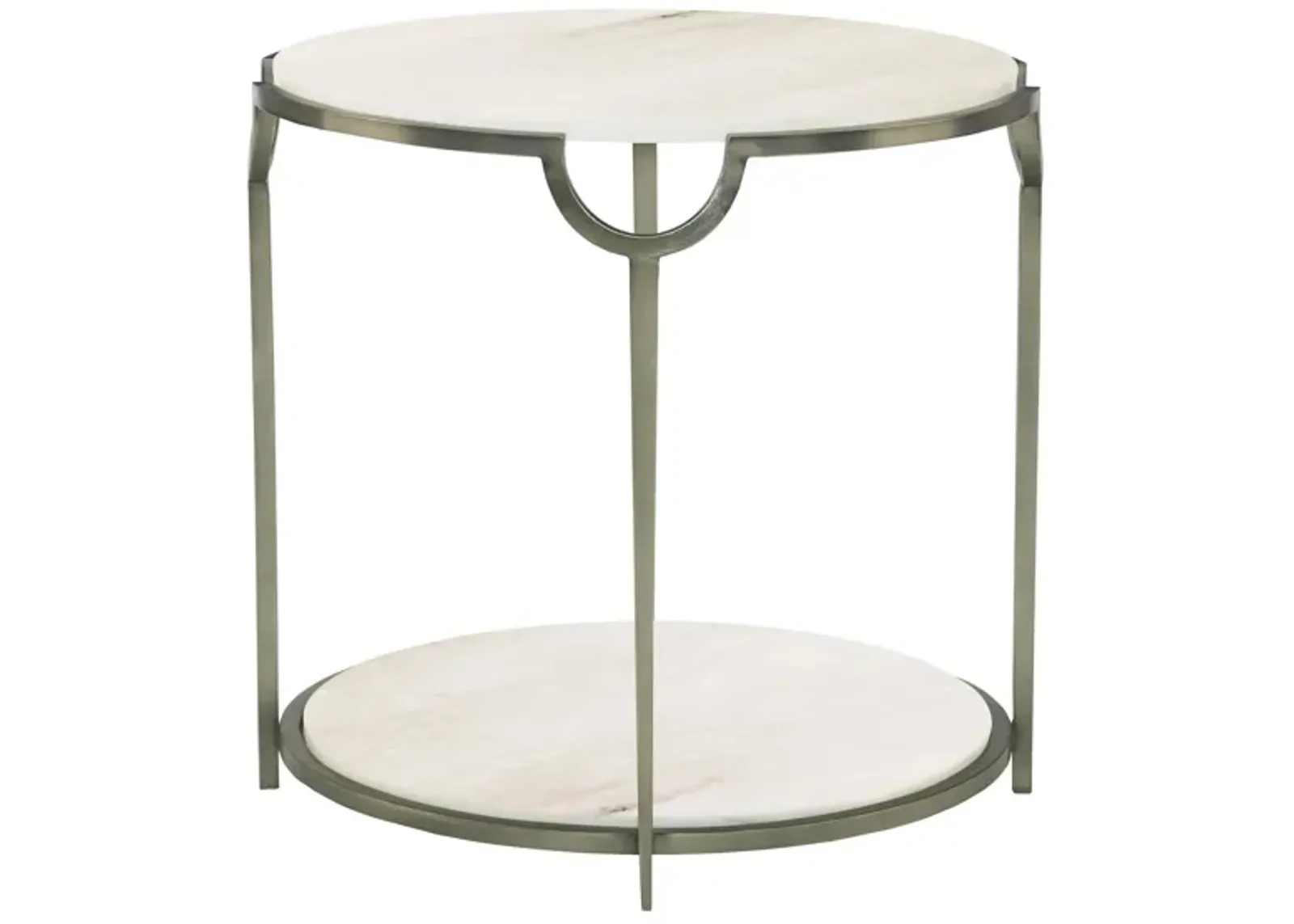 Morello Round End Table in Nickel by Bernhardt