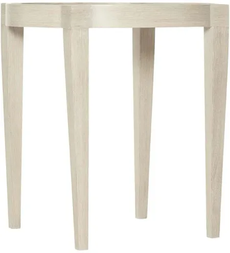 East Hampton Round End Table in Cerused Linen by Bernhardt