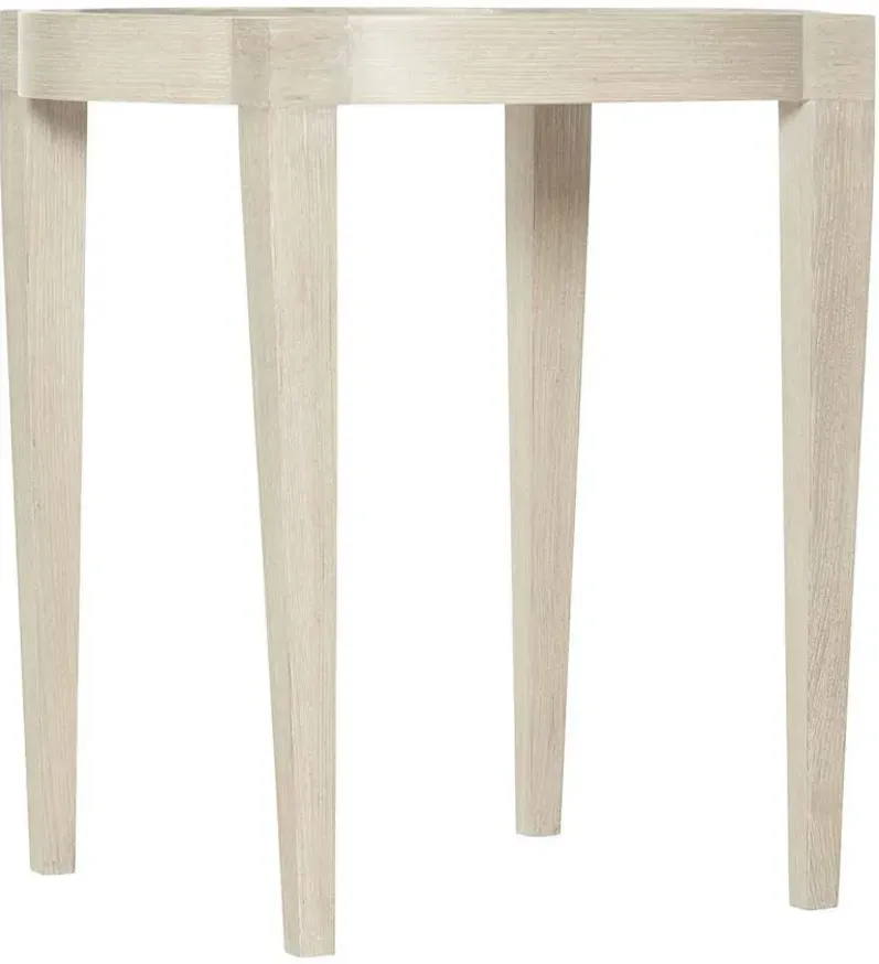 East Hampton Round End Table in Cerused Linen by Bernhardt