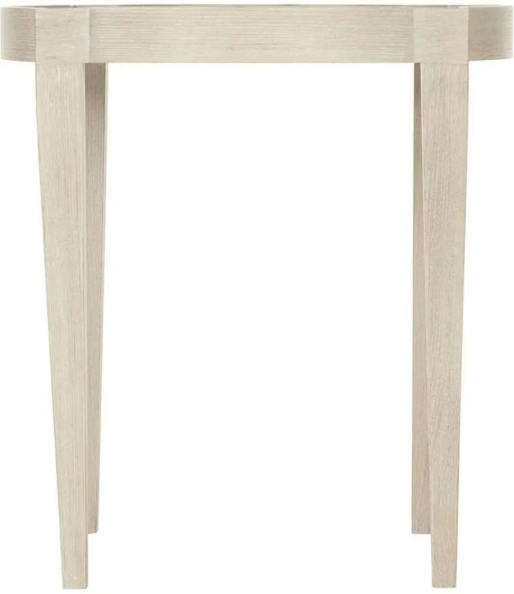 East Hampton Round End Table in Cerused Linen by Bernhardt