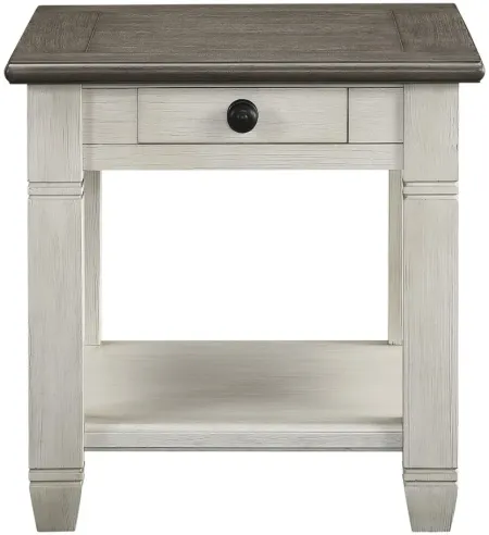 Lark End Table in 2-Tone Finish (Antique White and Rosy Brown) by Homelegance