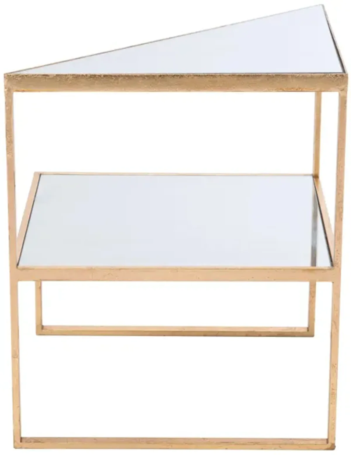 Planes Side Table Mirror in Gold by Zuo Modern