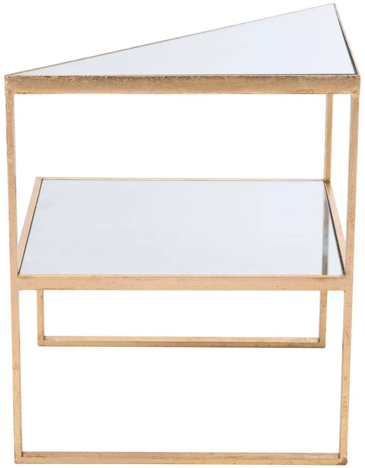 Planes Side Table Mirror in Gold by Zuo Modern