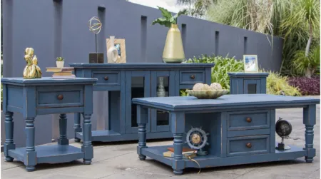 Aruba Chair Side Table in Dark Blue by International Furniture Direct