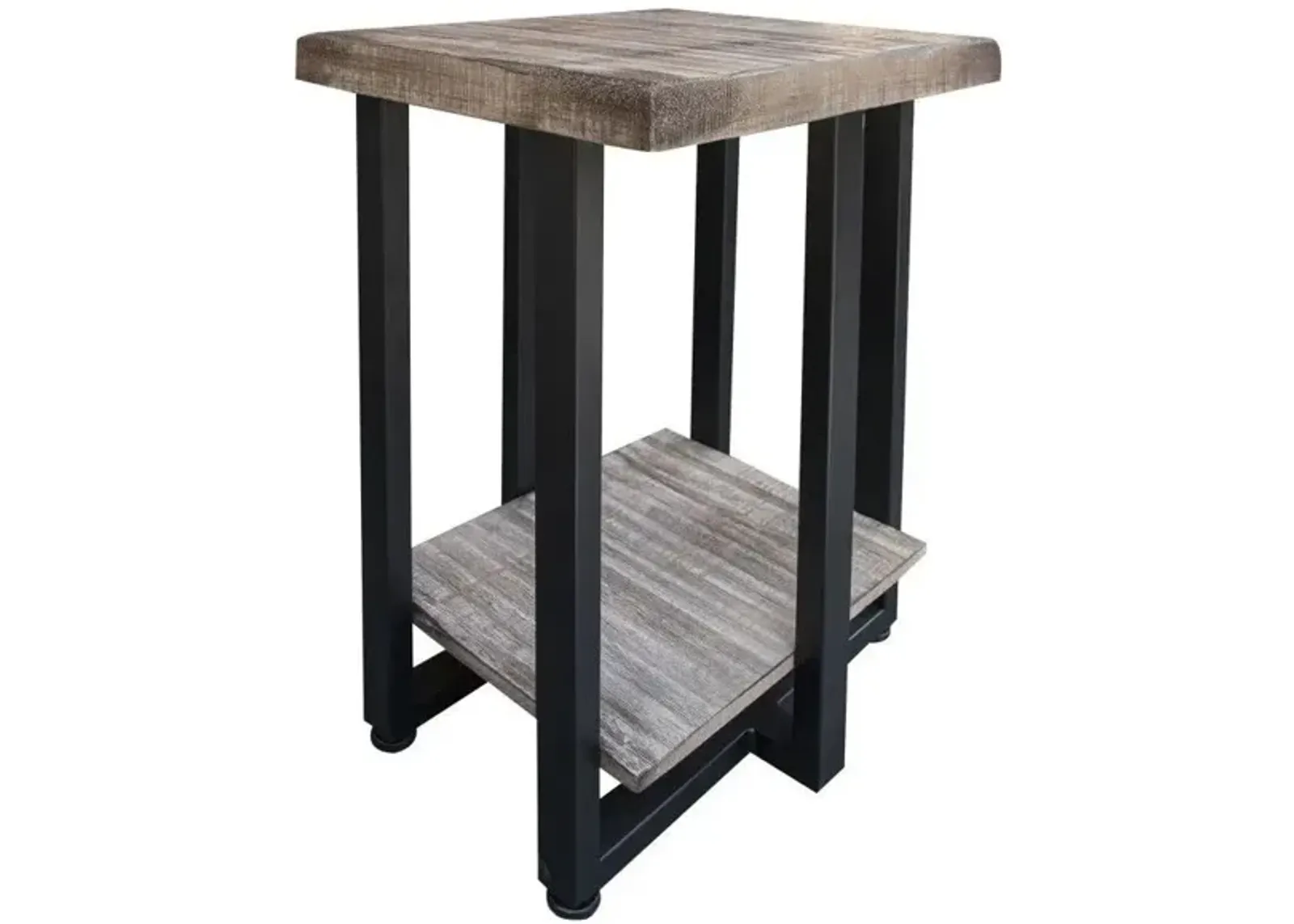 Old Wood Chair Side Table in Light Gray by International Furniture Direct