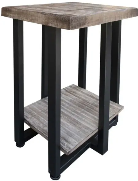 Old Wood Chair Side Table in Light Gray by International Furniture Direct