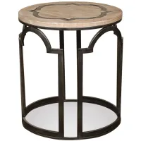 Estelle Round End Table in Washed Gray/Metal by Riverside Furniture