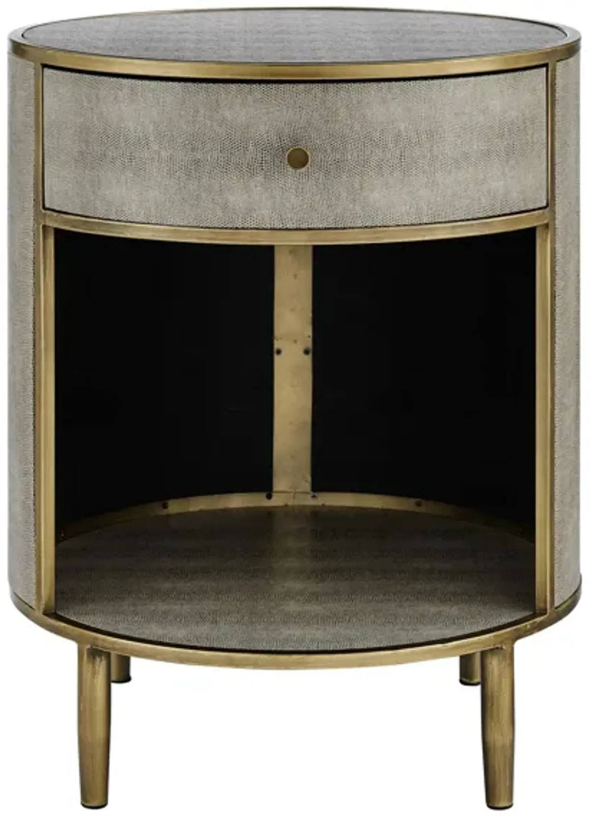 Loretta Faux Shagreen Side End Table in Chronicle Gray by New Pacific Direct