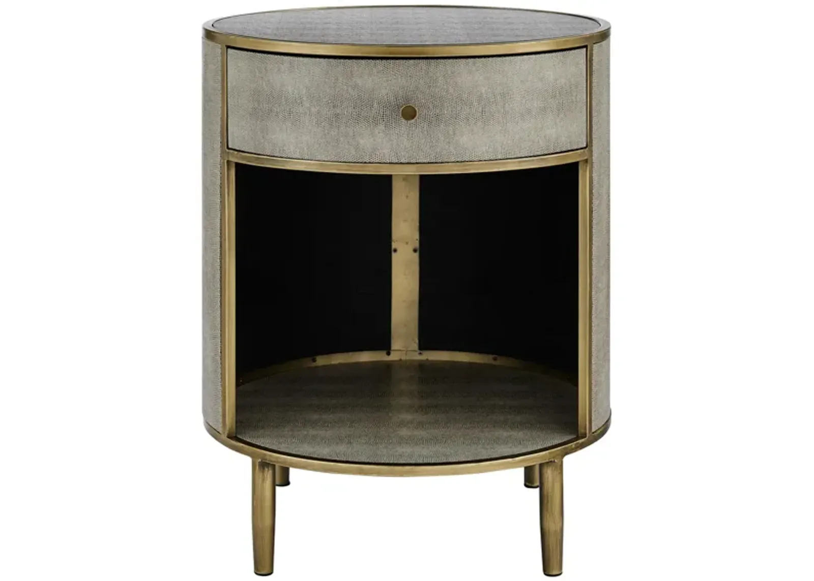 Loretta Faux Shagreen Side End Table in Chronicle Gray by New Pacific Direct