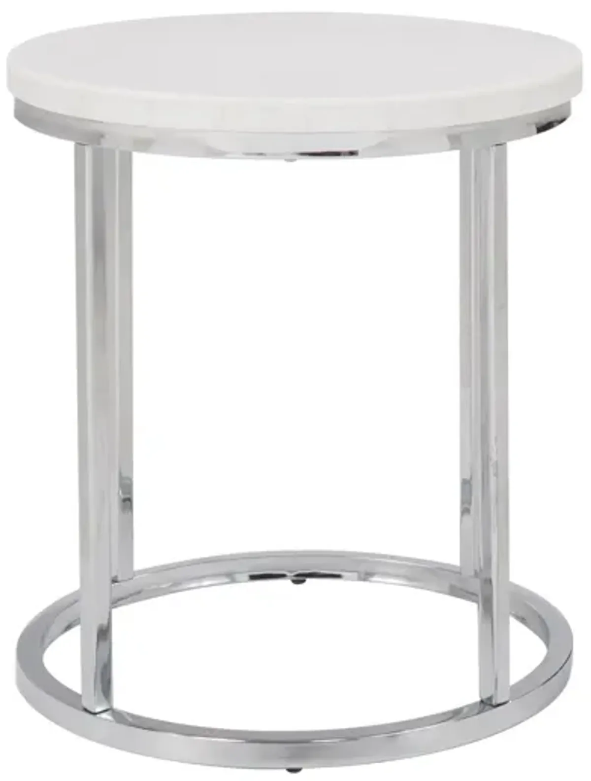 Sabrina End Table in Chrome; White by Steve Silver Co.