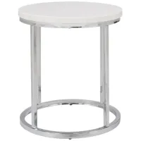 Sabrina End Table in Chrome; White by Steve Silver Co.
