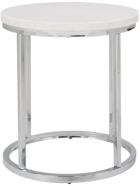 Sabrina End Table in Chrome; White by Steve Silver Co.