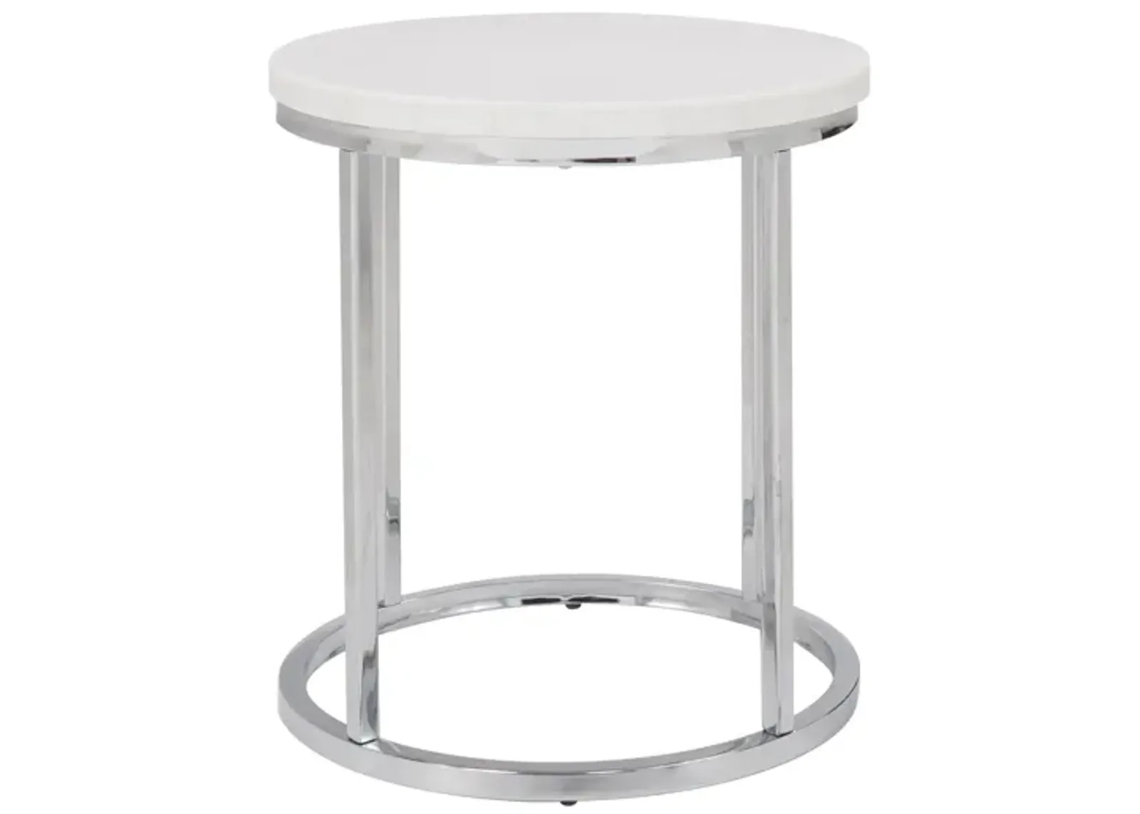 Sabrina End Table in Chrome; White by Steve Silver Co.