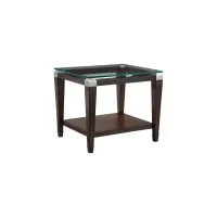 Dunhill Rectangular Glass End Table in Walnut by Bassett Mirror Co.