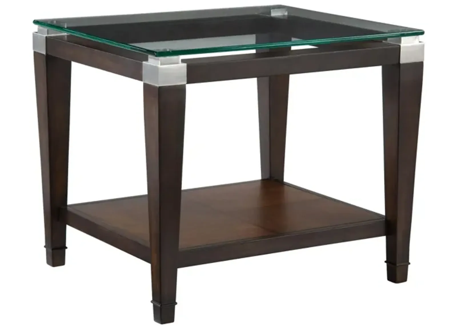 Dunhill Rectangular Glass End Table in Walnut by Bassett Mirror Co.