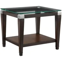 Dunhill Rectangular Glass End Table in Walnut by Bassett Mirror Co.