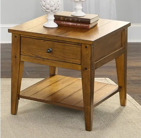 Lake House Rectangular End Table in Medium Brown by Liberty Furniture
