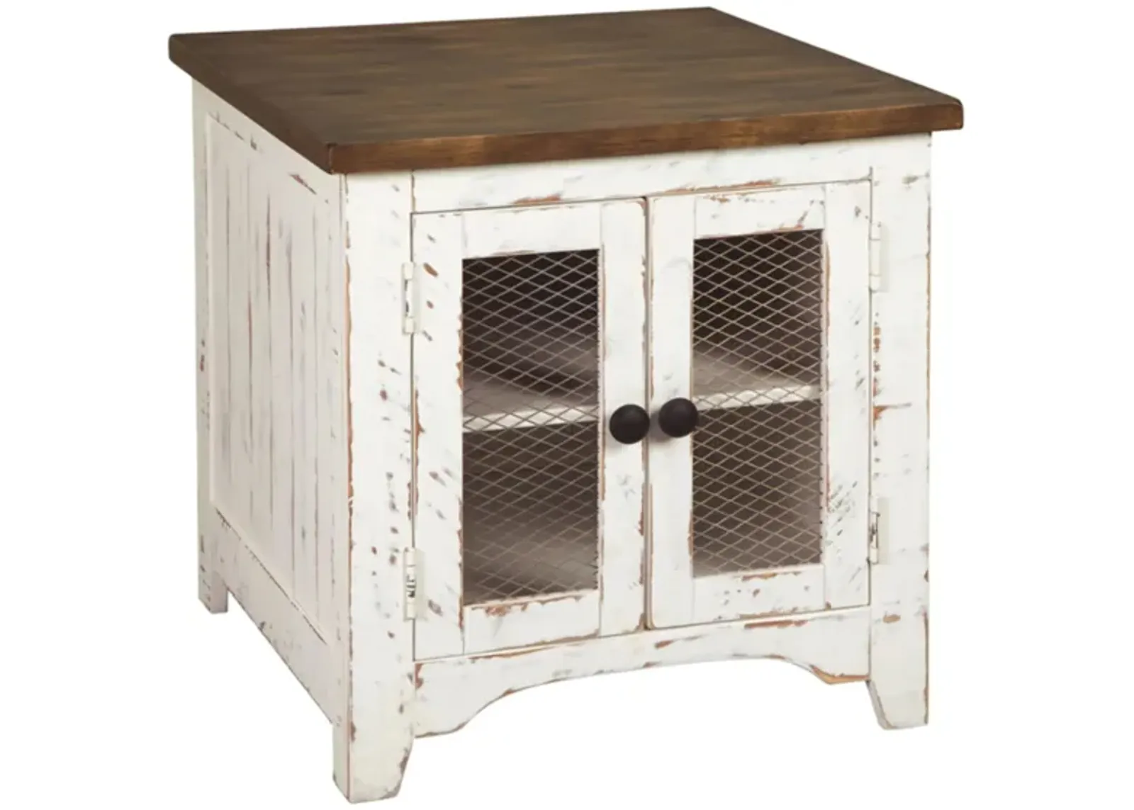 Wystfield Casual Rectangular End Table in White/Brown by Ashley Furniture