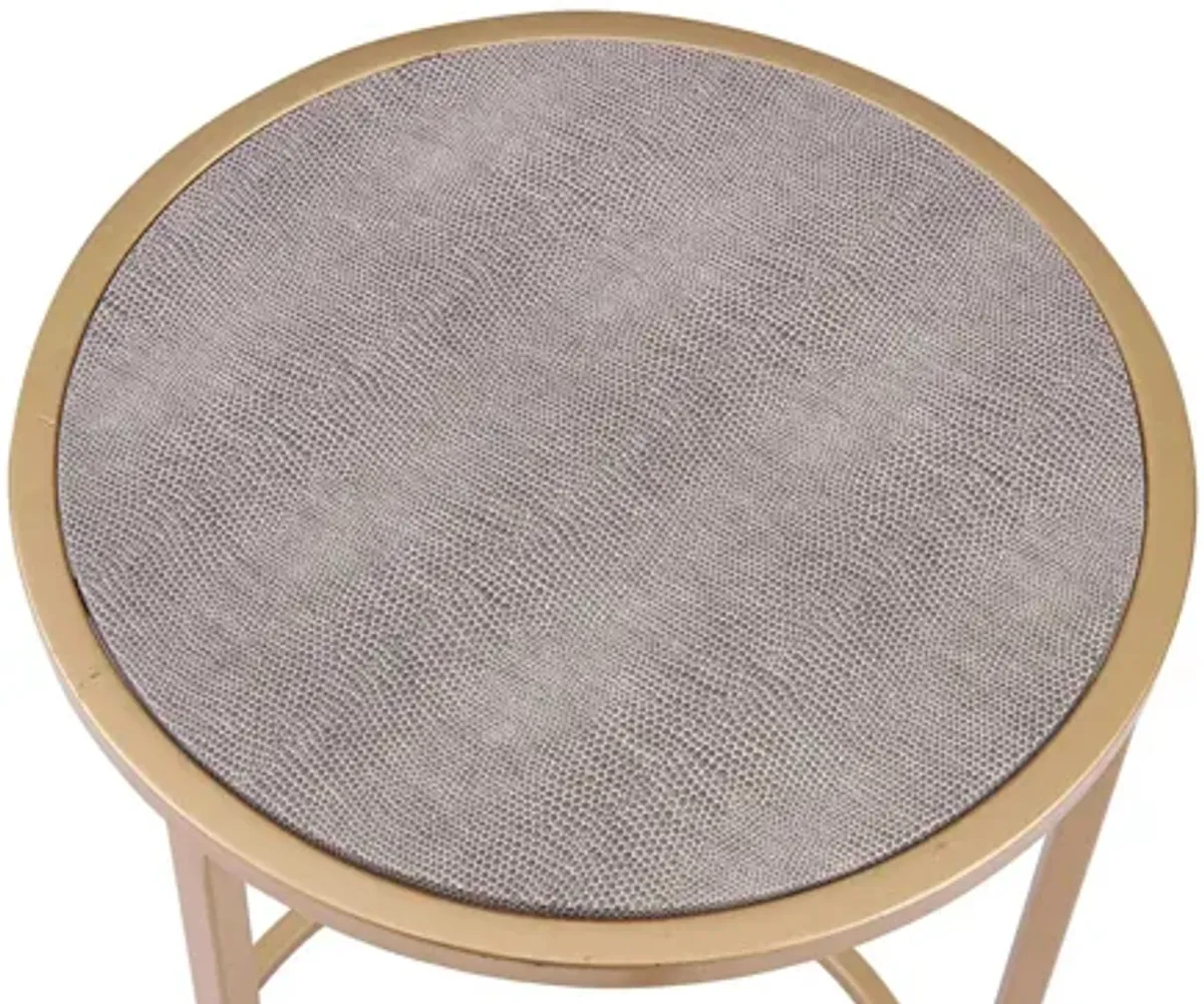 Anza Set of Round Faux Shagreen Nesting End Tables