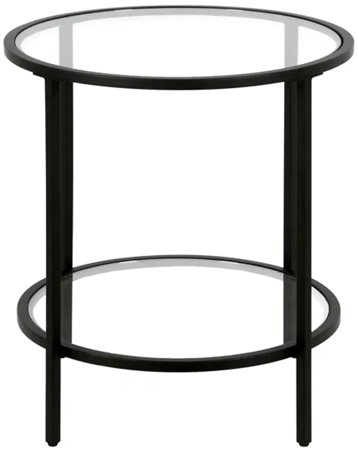 Paulino Round End Table with Glass Shelf in Blackened Bronze by Hudson & Canal