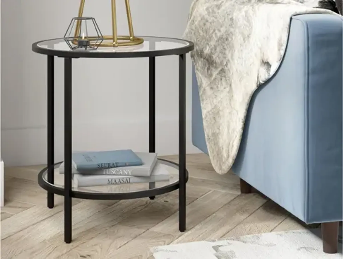 Paulino Round End Table with Glass Shelf