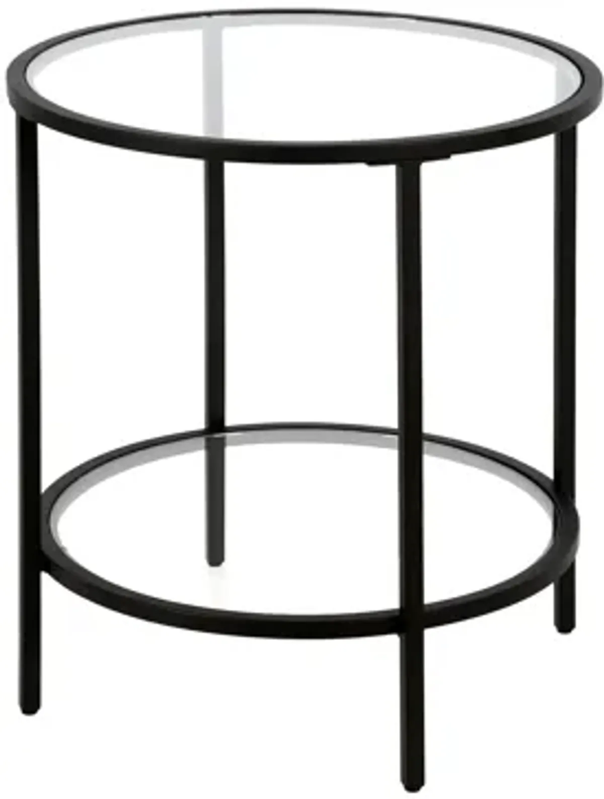 Paulino Round End Table with Glass Shelf