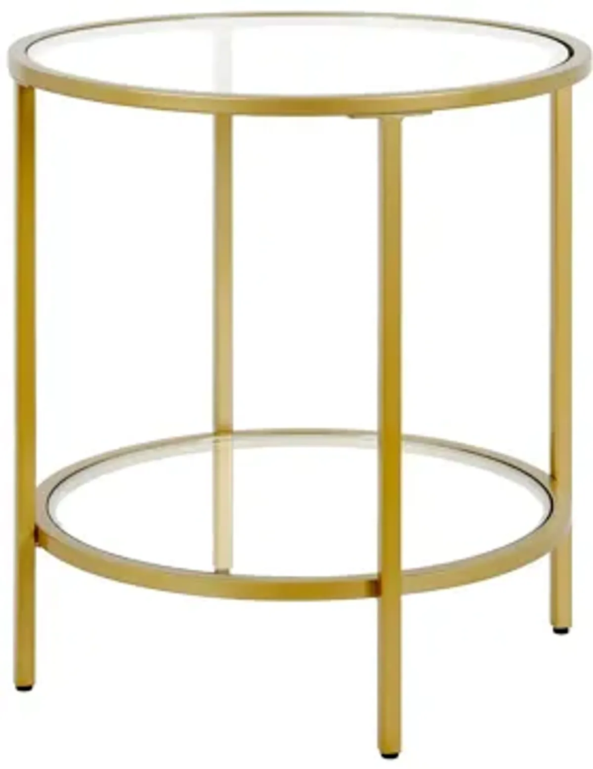 Paulino Round End Table with Glass Shelf