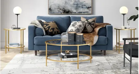 Paulino Round End Table with Glass Shelf in Brass by Hudson & Canal