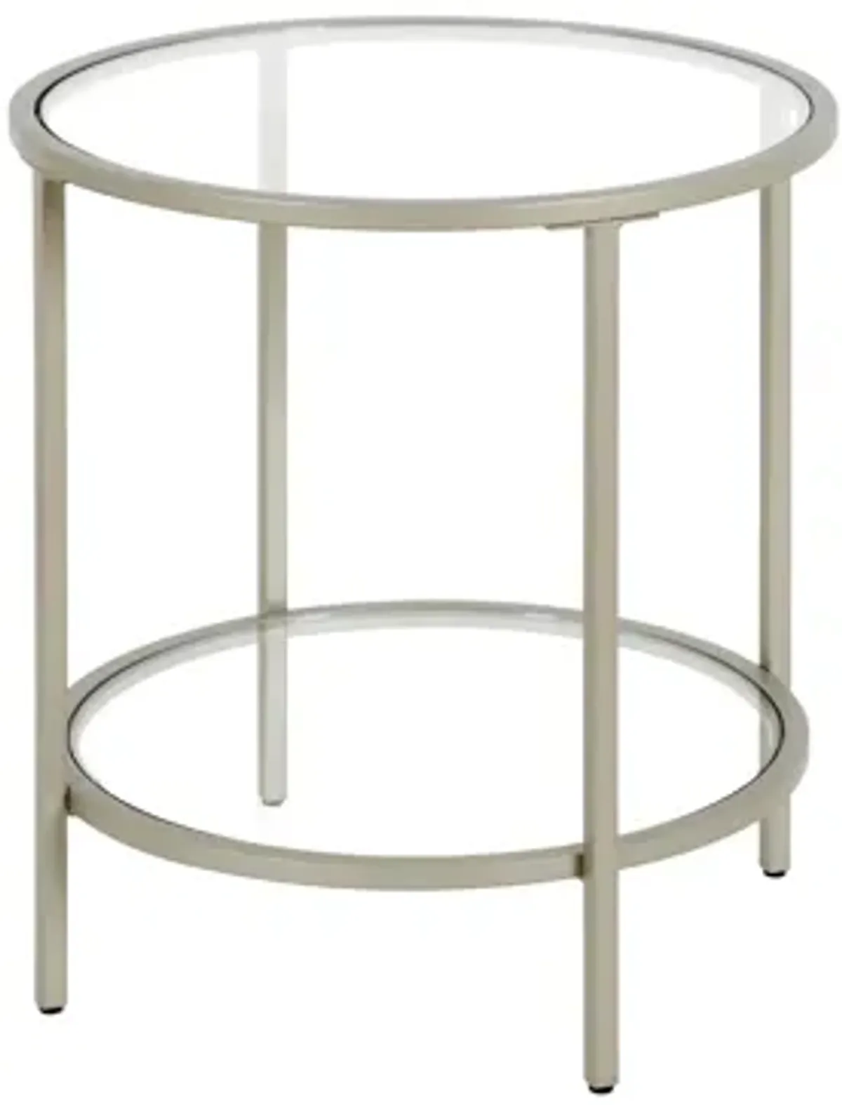 Paulino Round End Table with Glass Shelf