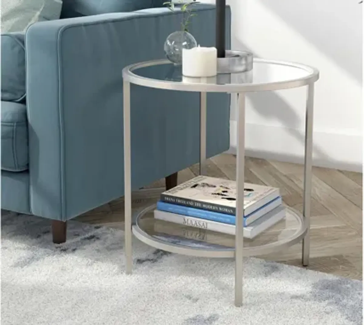 Paulino Round End Table with Glass Shelf